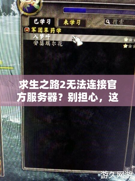 求生之路2无法连接官方服务器？别担心，这里有高效解决妙招助你畅玩！